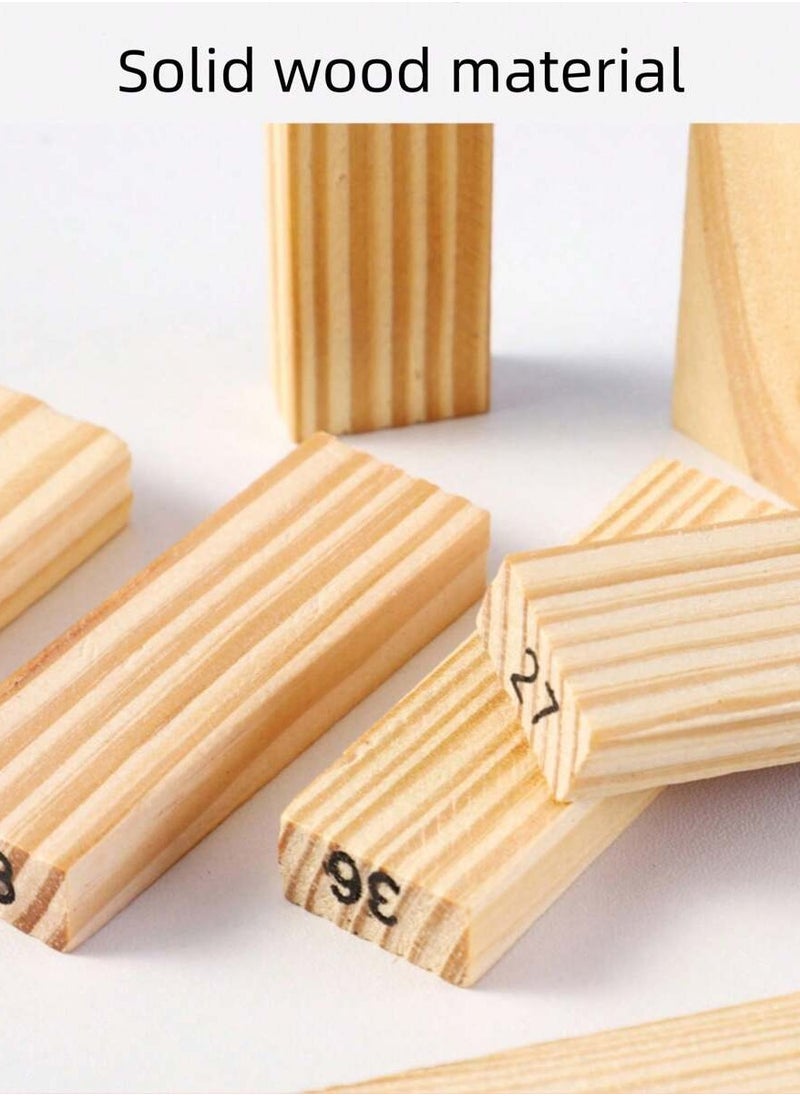 Generic - 54-Piece Classic Wooden Stacking Jenga Tower Game Set - Premium Pine Building Blocks for Family Fun and Entertainment; Perfect for Developing Balance Skills and Enjoying Quality Time Together - Image 1