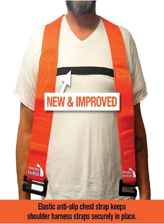 Forearm Forklift - Forearm Forklift 2-Person Shoulder Harness and Moving Straps System, Lift Furniture, Appliances, or Item up to 800 lbs. Safe and Easy Like a Pro, 2 Harnesses and 2 Straps, Orange - Image 1