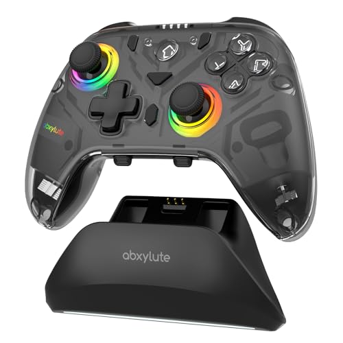 Abxylute C8 PC Controller Wireless Bluetooth Gamepad Hall Effect Joystick RGB Backlit 1000Hz Polling Rate Dual Vibrate Macro Buttons for PC Switch Switch 2 Steam Deck Android iOS MAC Tesla Charging Dock - Image 1