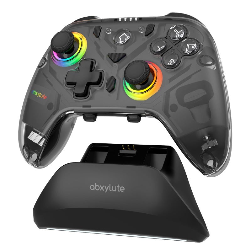 Abxylute C8 PC Controller Wireless Bluetooth Gamepad Hall Effect Joystick RGB Backlit 1000Hz Polling Rate Dual Vibrate Macro Buttons for PC Switch Switch 2 Steam Deck Android iOS MAC Tesla Charging Dock - Image 2