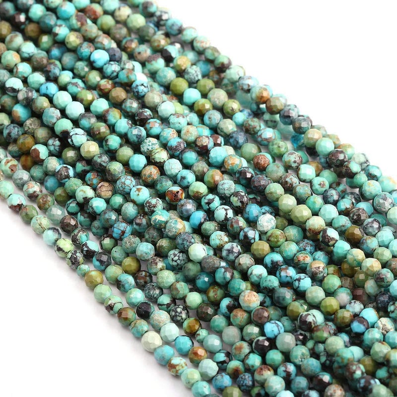 African Turquois Beads Natural Faceted Round Genuine Gemstone Jewelry DIY Making Loose Beads 2 StrandsPack Size 2mm