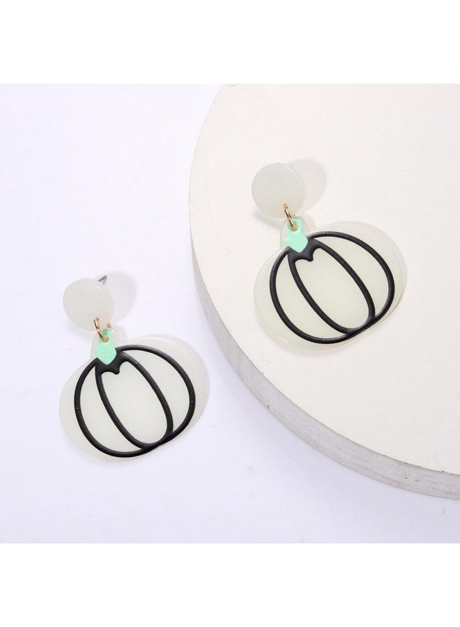 YAHPERN Halloween Earrings For Women Glow In The Dark Earrings Acrylic Pumpkin Ghost Earrings Statement Gravestone Bat Boo Earrings Halloween Jewelry Accessories Costume Party Outfit Gifts (Pumpkin 2) - Image 5