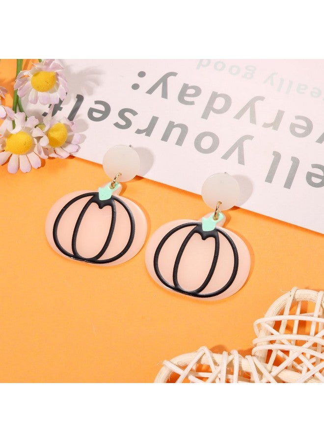 YAHPERN Halloween Earrings For Women Glow In The Dark Earrings Acrylic Pumpkin Ghost Earrings Statement Gravestone Bat Boo Earrings Halloween Jewelry Accessories Costume Party Outfit Gifts (Pumpkin 2) - Image 3