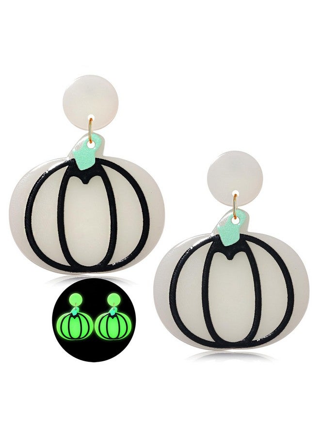 YAHPERN Halloween Earrings For Women Glow In The Dark Earrings Acrylic Pumpkin Ghost Earrings Statement Gravestone Bat Boo Earrings Halloween Jewelry Accessories Costume Party Outfit Gifts (Pumpkin 2) - Image 1