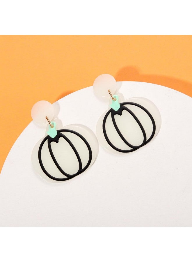 YAHPERN Halloween Earrings For Women Glow In The Dark Earrings Acrylic Pumpkin Ghost Earrings Statement Gravestone Bat Boo Earrings Halloween Jewelry Accessories Costume Party Outfit Gifts (Pumpkin 2) - Image 2