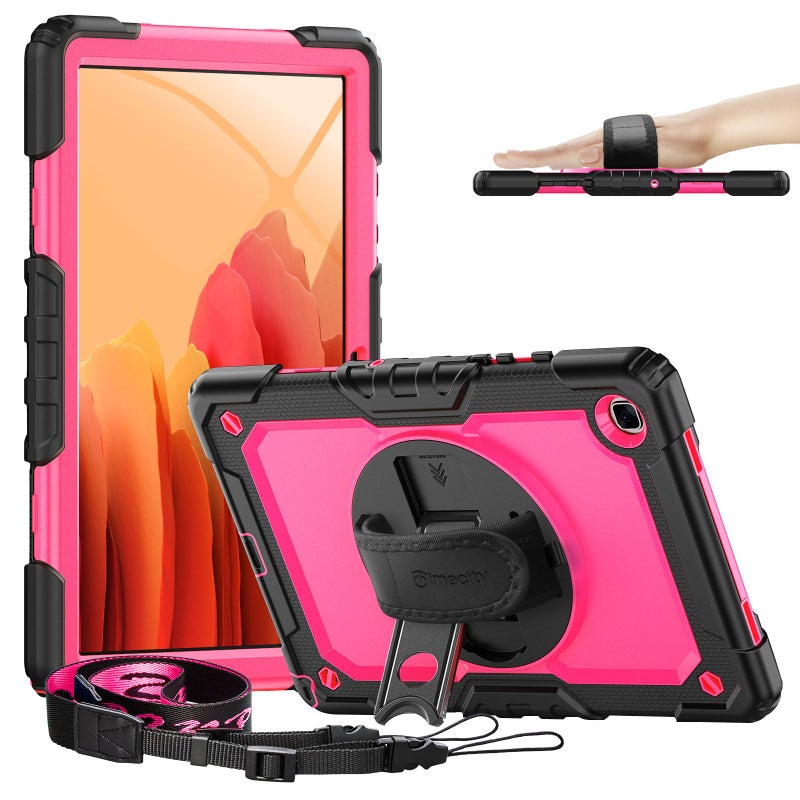 Timecity for Samsung Galaxy Tab A7 104 Case 20202022 SMT500T503T505T507T509 Durable Sturdy Case with Screen Protector Swivel Stand Hand Shoulder Strap DropProof for Galaxy A7 Tablet Rose