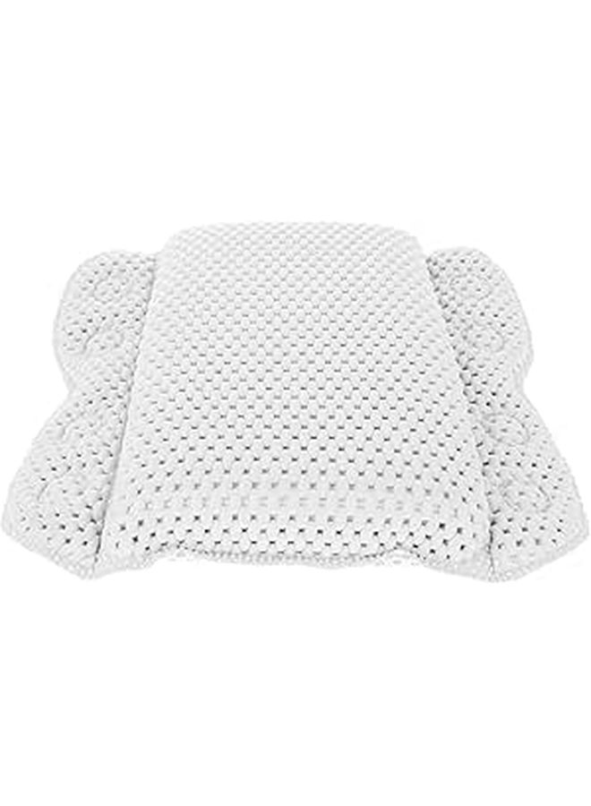 White Bath Pillow for Tub with Suction Cups Non Slip Neck and Back Support Home Spa Use - Image 1