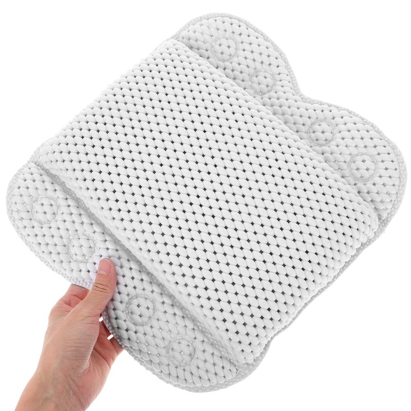 White Bath Pillow for Tub with Suction Cups Non Slip Neck and Back Support Home Spa Use - Image 4