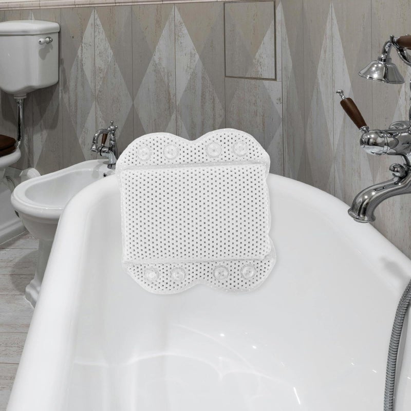White Bath Pillow for Tub with Suction Cups Non Slip Neck and Back Support Home Spa Use - Image 5