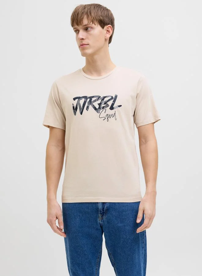 JJ Rebel JJ REBEL Slogan Print Crew Neck Regular Fit T-shirt
