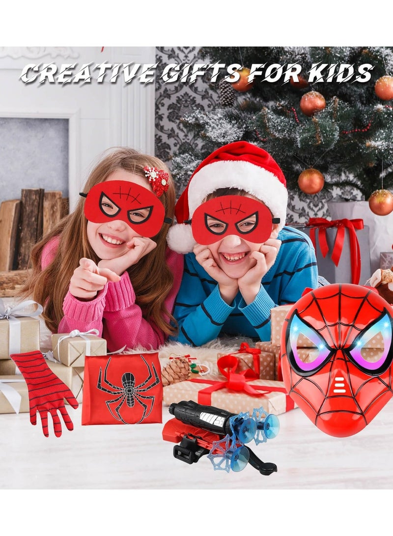 CMGTYYD Kids Costumes for Spiderman, Super Hero Web Shooter for Kids, Spider Shooter Gloves Toy with Superhero Cape +LED Mask + Eye Mask, Spider Launcher Wrist Toys Costume Cosplay Super Hero Toys Gift - Image 3