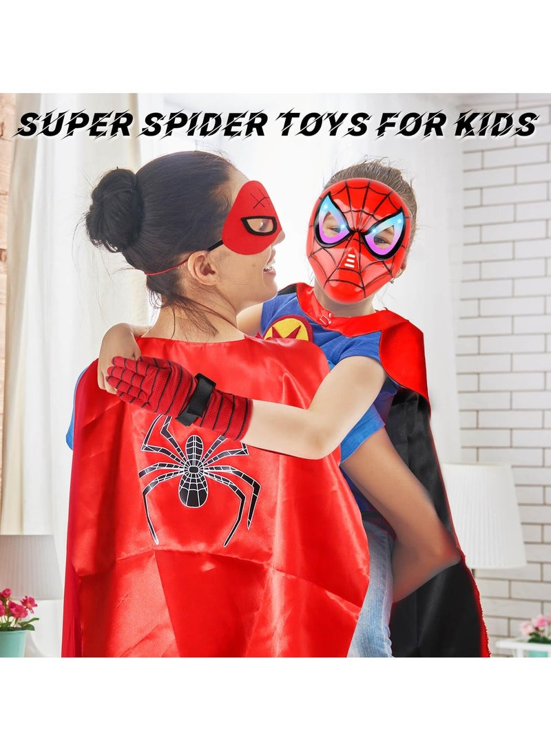 CMGTYYD Kids Costumes for Spiderman, Super Hero Web Shooter for Kids, Spider Shooter Gloves Toy with Superhero Cape +LED Mask + Eye Mask, Spider Launcher Wrist Toys Costume Cosplay Super Hero Toys Gift - Image 5