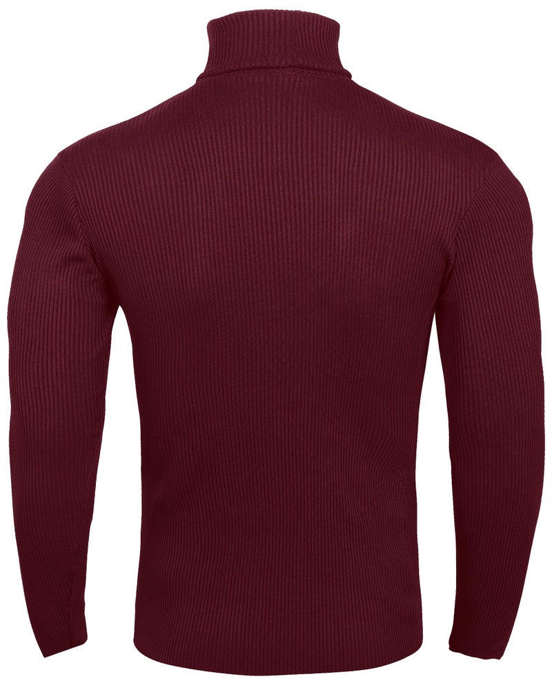 NY Threads Men's Ribbed Turtleneck Slim Fit Pullover Casual Long Sleeves Basic Top, Medium, Wine Red - Image 4