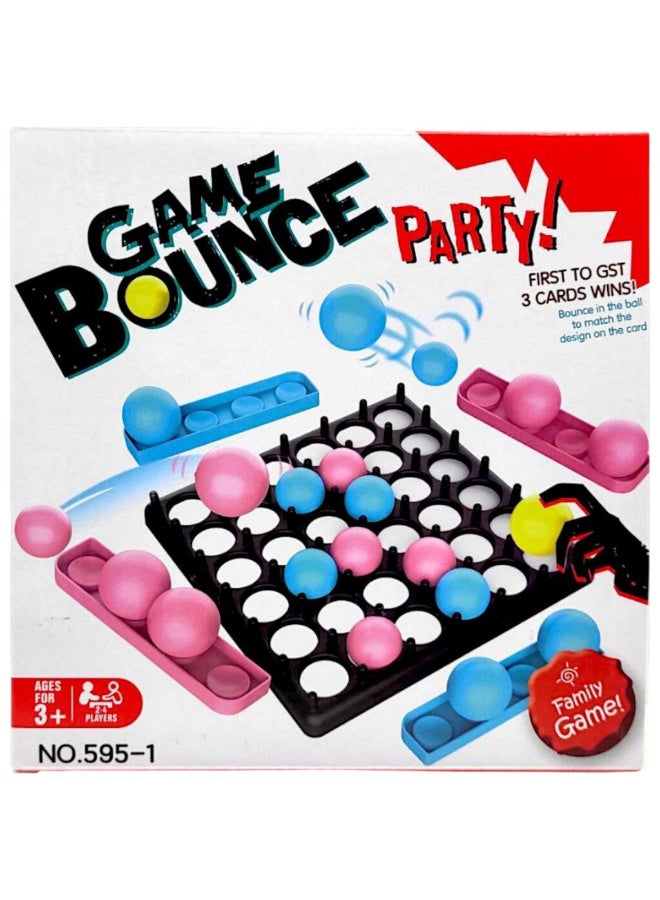 Bounce Party Family Game, Ages 3+, 2-4 Players, Pink, Blue and Yellow Balls - Image 1