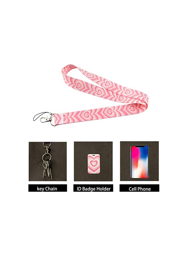 Green Tiger Lanyard with ID Badges Holder, Pink Heart Neck Keychain Lanyard for Keys Cards Cute for Teacher Student - Image 2