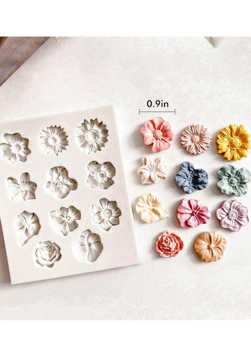 Excefore Flower Clay Molds, Daisy Rose Sunflower Polymer Clay Molds, Polymer Clay Molds for Jewelry Making, Different Size Flowers Silicone Molds for Clay Jewelry Earring Making  - Image 3