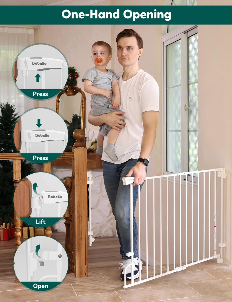 Babelio Removable & No Bottom Bar Baby Gate, 29-43" Hardware Mounted (Drill Needed)| Wide Walk-Thru| Auto-Close Safety Dog/Pet Gate for Stairs & Doorways (White, 29-43" W, 30" H) - Image 4