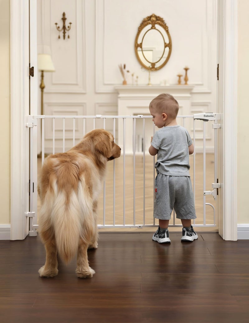 Babelio Removable & No Bottom Bar Baby Gate, 29-43" Hardware Mounted (Drill Needed)| Wide Walk-Thru| Auto-Close Safety Dog/Pet Gate for Stairs & Doorways (White, 29-43" W, 30" H) - Image 1