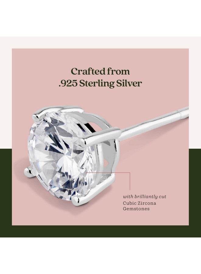 Kezef Sterling Silver Stud Earrings For Women & Men - Cubic Zirconia Earrings Studs With 4-Prong Setting - Premium Cz S925 Hypoallergenic Earrings For Sensitive Ears - 14K Yellow Gold - Size 5Mm - Image 3