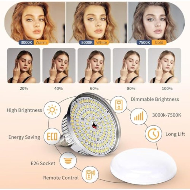 طقم إضاءة التصوير الفوتوغرافي Softbox مع لمبة LED 3000K-7500K 380W 3 ألوان مع جهاز تحكم عن بعد، صندوق إضاءة 360 درجة، حامل، للاستوديو للتصوير الفوتوغرافي وتسجيل الفيديو المباشر، 1 * 2 متر - Image 2