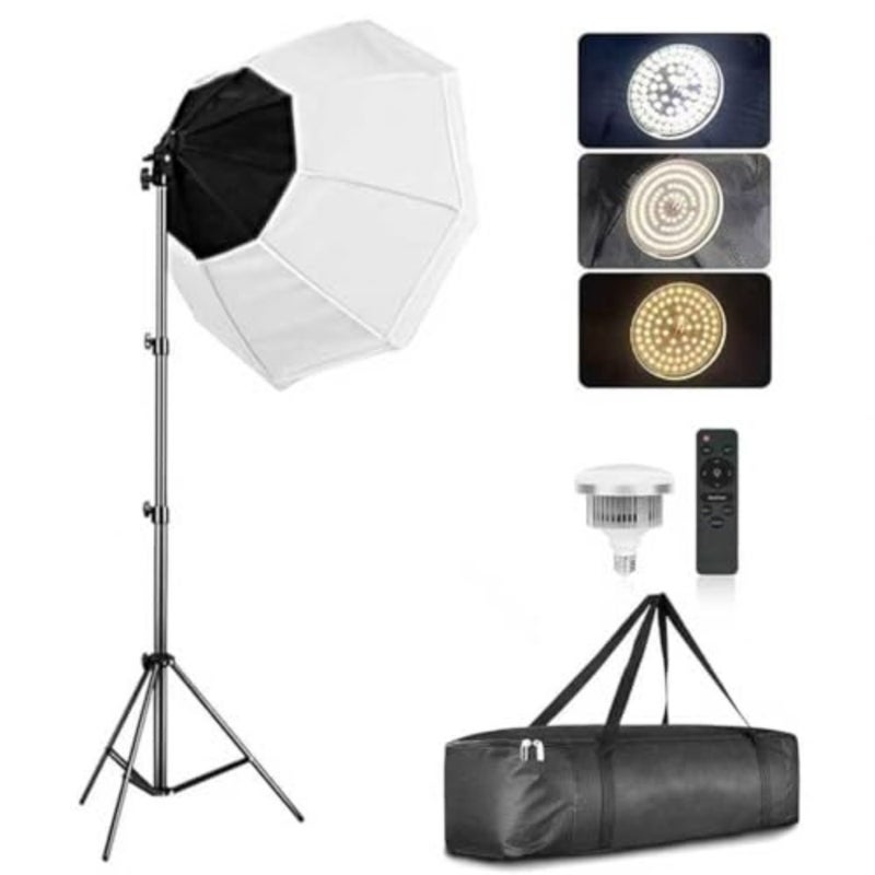 طقم إضاءة التصوير الفوتوغرافي Softbox مع لمبة LED 3000K-7500K 380W 3 ألوان مع جهاز تحكم عن بعد، صندوق إضاءة 360 درجة، حامل، للاستوديو للتصوير الفوتوغرافي وتسجيل الفيديو المباشر، 1 * 2 متر - Image 1