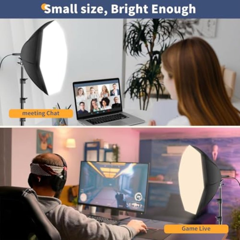 طقم إضاءة التصوير الفوتوغرافي Softbox مع لمبة LED 3000K-7500K 380W 3 ألوان مع جهاز تحكم عن بعد، صندوق إضاءة 360 درجة، حامل، للاستوديو للتصوير الفوتوغرافي وتسجيل الفيديو المباشر، 1 * 2 متر - Image 4