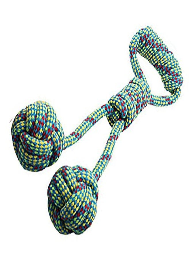 La La Pet Creation Core Double Dog Cotton Rope Balls with Loop Handle Interactive Tug of War Chew Knot Toy for Medium Dogs, Random Color - Image 2