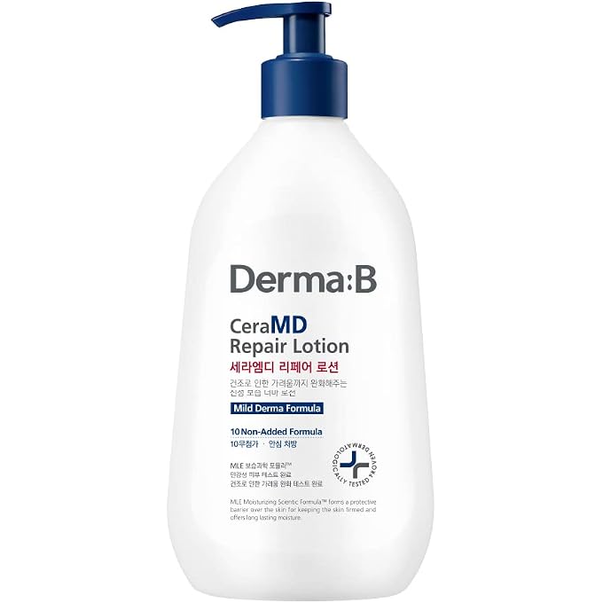 DERMA B CeraMD Repair Lotion, Unscented Ceramide Panthenol Body Moisturizer, Fragrance Free, 13.52 Fl. Oz., 400ml - Image 1