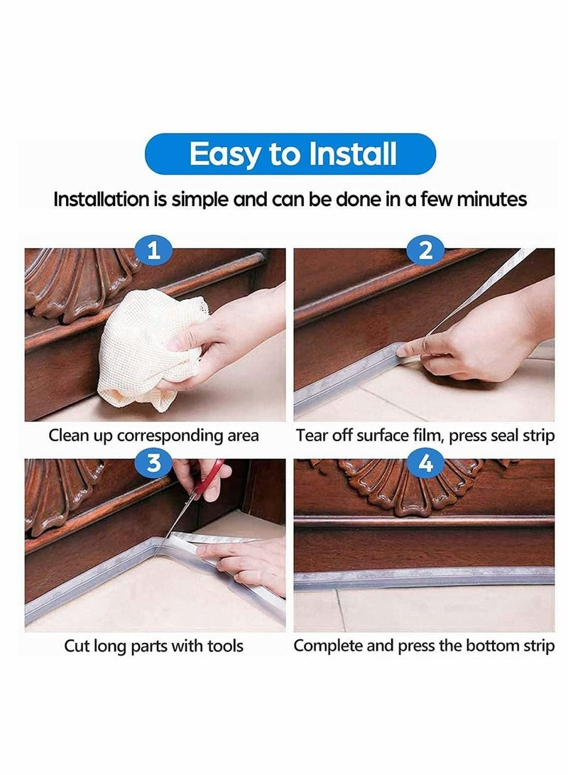 KASTWAVE مانع تسرب الطقس للأبواب، حزام ختم السيليكون، شريط ختم النوافذ، شريط لاصق مانع تسرب الأبواب، شريط لاصق للأبواب والنوافذ وفجوات زجاج الاستحمام...  - Image 4