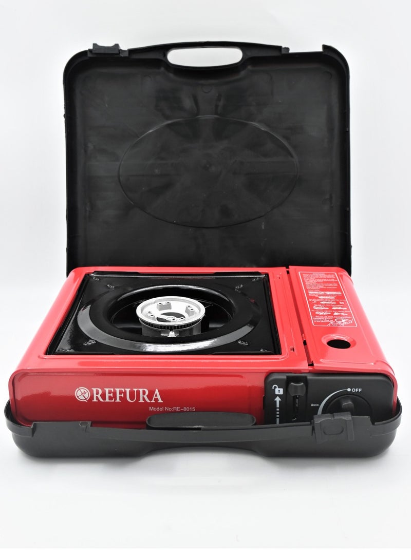 REFURA Portable Gas Stove with  Piezo Ignition Burner 7000BTU Red RE-8015 - Image 1