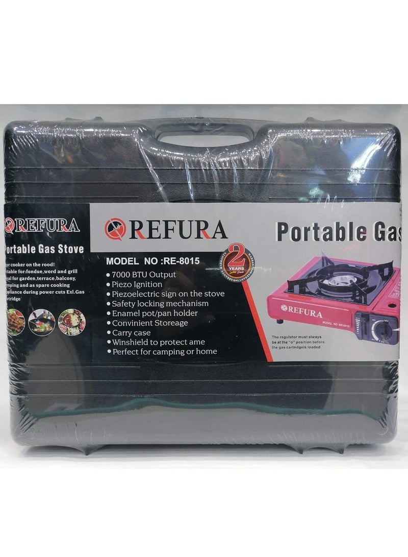 REFURA Portable Gas Stove with  Piezo Ignition Burner 7000BTU Red RE-8015 - Image 4