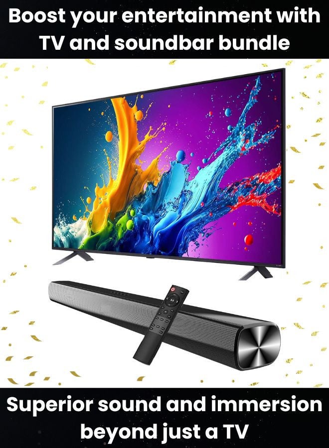 LG 55-Inch 4K QNED Smart TV with Alpha 5 AI Processor Gen7, HDR10, webOS24, Magic Remote + 2-Channel 30W Soundbar with 3D Immersive Sound, HDMI (ARC), Bluetooth, USB 55QNED80T6B+SOUNDBAR Black - Image 2