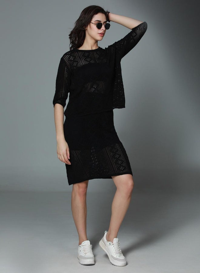 هاي ستار طقم نسائي أسود بقصة عادية - أنيق وعصري - Image 1