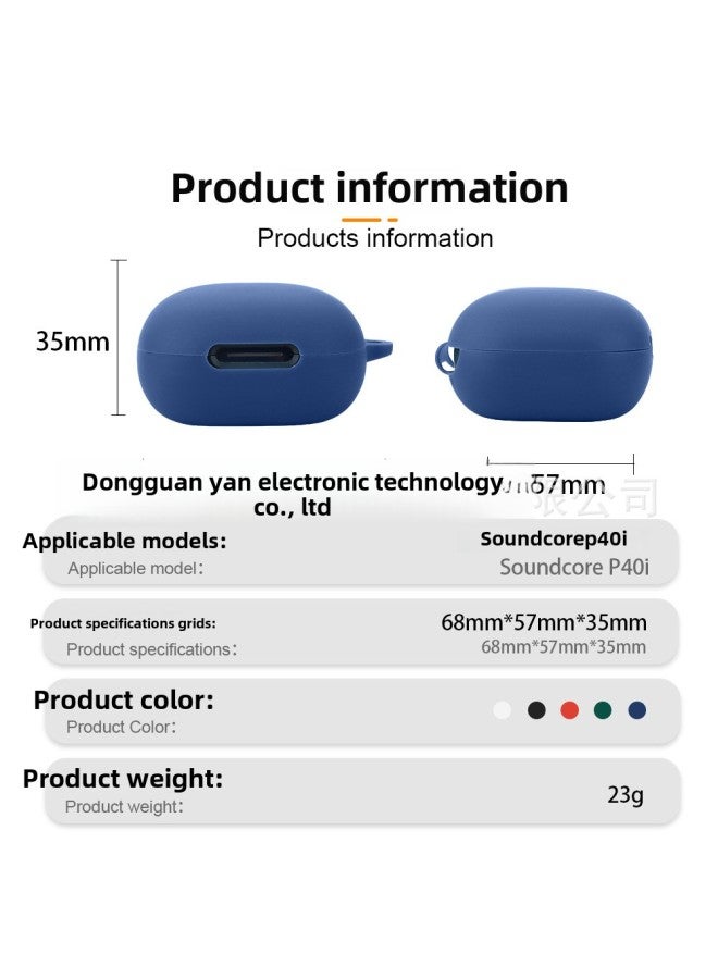 Suitable For Soundcore Sound Wide P40i Earphone Case Bluetooth Headset Protective Case Soft Silicone Charging Bin Empty Box-Color:Black Naked-Model:P40i