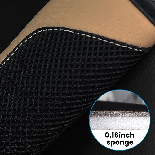 BESULEN Car Seat Belt Pads Cover, 2 Pack Leather Mesh Universal Seatbelt Shoulder Strap Protector, Soft Harness Pad Safety Belt Cover for Comfortable Driving, Car Interior Accessories (Beige) - Image 2