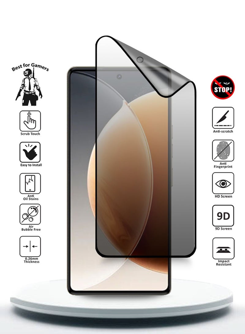 Wtech Tecno Camon 30 4G / 5G 2024 Nano Ceramic Privacy Full Glue Full Cover Matte Flexible Screen Protector (MSCNMP) - Clear/Black - Image 2