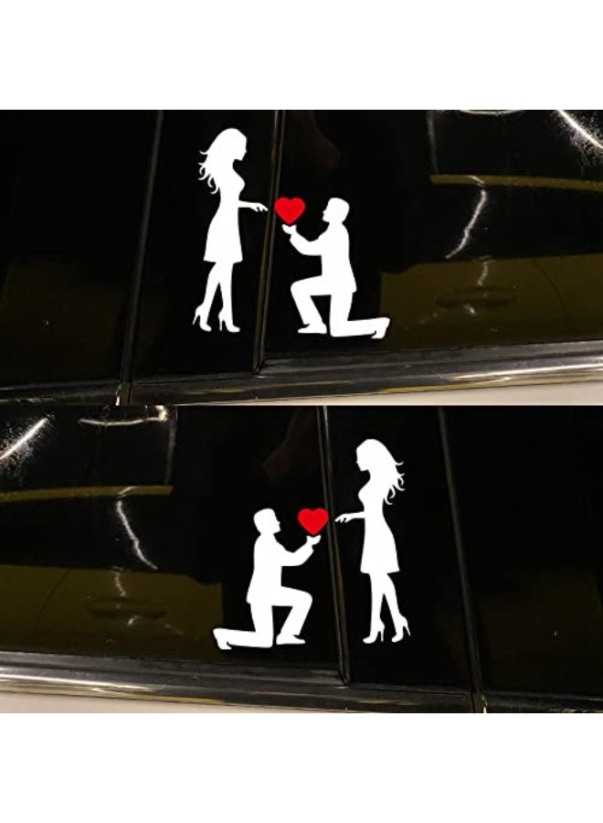 Bukela For Cars - 4Pcs16cmX16cm Love Couple Proposal Car Stickers Car Romantic Stickers Rear Glass Decoration Electric Motorcycle Car Stickers (4Pcs multicolour) - Image 2