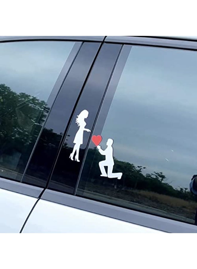 Bukela For Cars - 4Pcs16cmX16cm Love Couple Proposal Car Stickers Car Romantic Stickers Rear Glass Decoration Electric Motorcycle Car Stickers (4Pcs multicolour) - Image 5