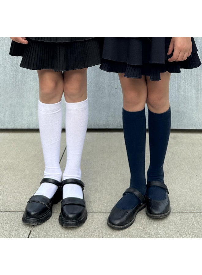 COTTON DAY 3 Pack Kids Girls Soft Knee High School Uniform Dress Socks Seamless Toe 12-14 Years White XXL (14) - Image 2