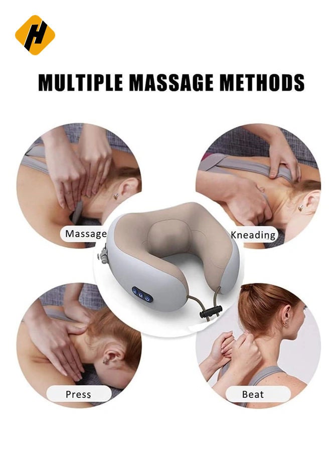 HuHa Rechargeable U Shaped Cervical Massage Pillow Neck Massager Vibration Pillow, Multifunctional Shoulder and Electric for Relax Muscles Fatigue - Image 2