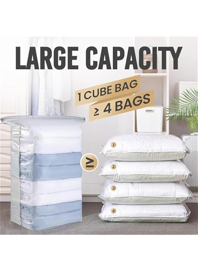 MIXDE Vacuum Storage Bags of 4 pcs,No Pump Required,Space Saver Bags,Jumbo Cube bag,Extra Large Vacuum Sealer Bags for Comforters Blankets Bedding Duvet,Closet Organizers (S+M+L+XL) - Image 5