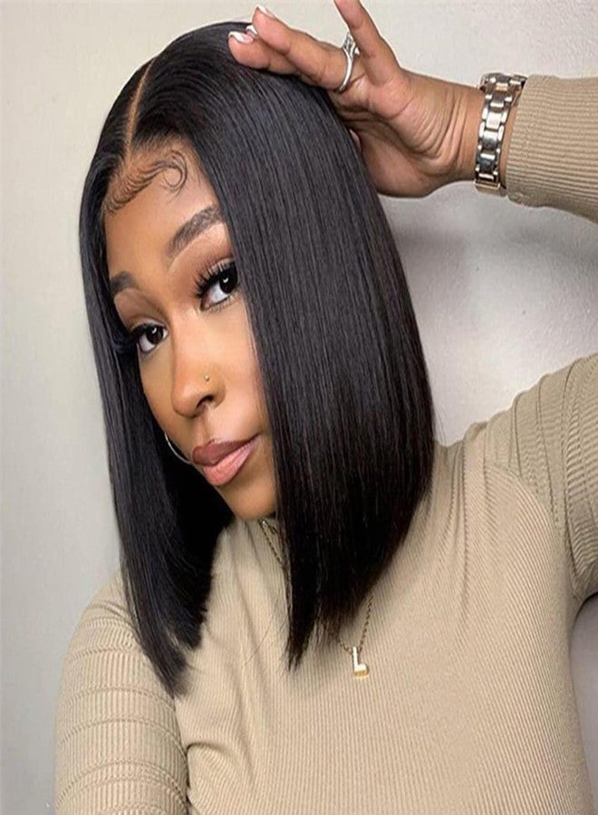 Rolisy Bob Wig Human Hair Glueless Wigs Human Hair Pre Plucked Pre Cut 5x5 HD Lace Closure Wigs Middle Part Glueless Wigs Short Bob Straight Wigs For Black Women Natural Color 10inch - Image 1