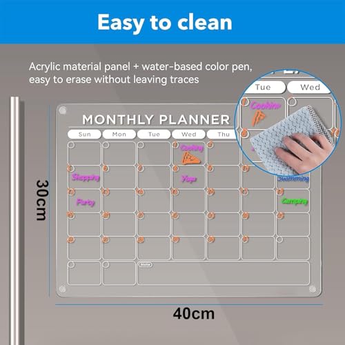 KRySt Magnetic Acrylic Dry Erase Calendar Board 61×46 cm | Monthly Planner for Fridge & Wall | Reusable Schedule Organizer with Color Markers | Home & Office Planner Board - Image 4