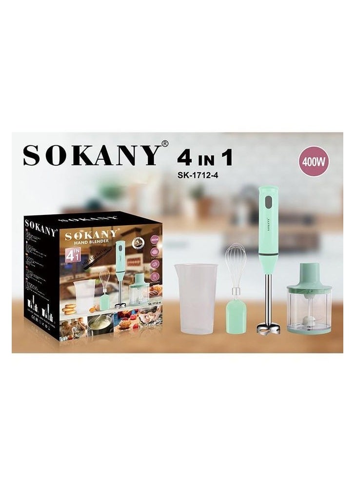 sokany - Handheld Blender 4*1 Green  400 W - Image 1