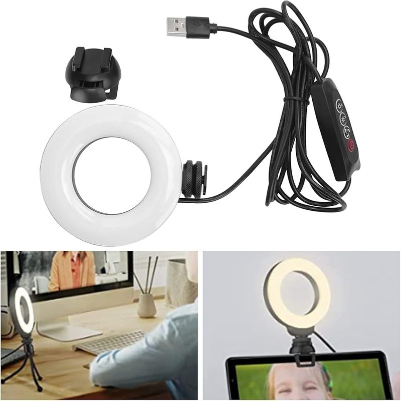 4 Inch Round LED Fill Light Portable for Online Meeting Live Streaming Vlog Filming Adjustable Color Temperature Brightness - Image 5