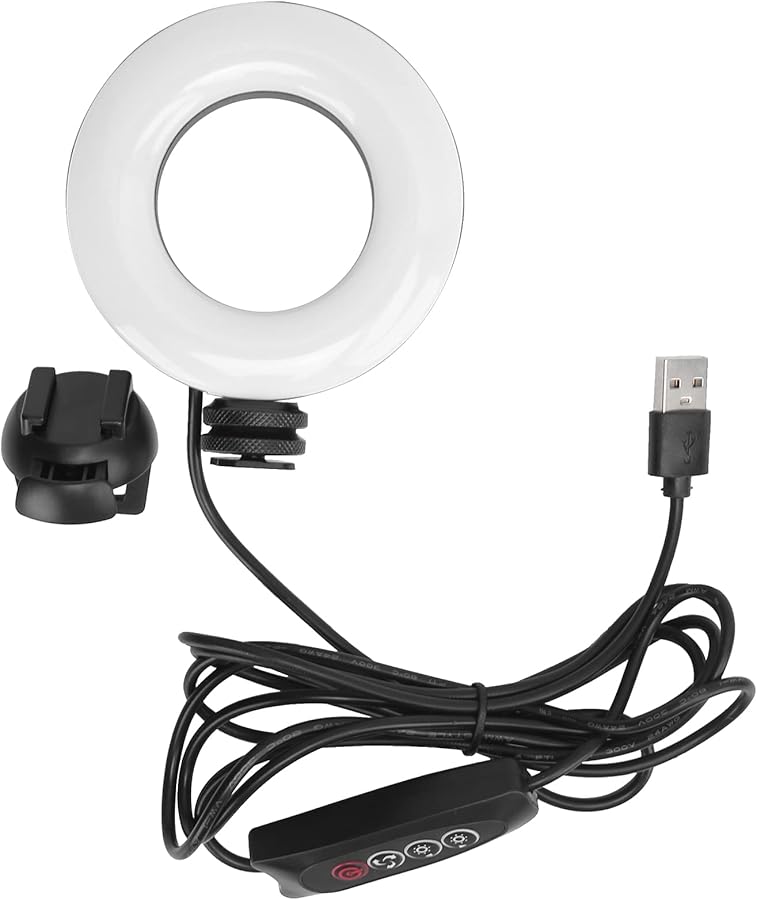 4 Inch Round LED Fill Light Portable for Online Meeting Live Streaming Vlog Filming Adjustable Color Temperature Brightness - Image 2