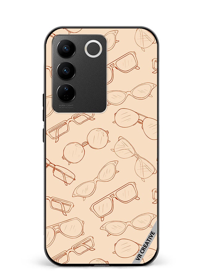 VR CREATIVE Protective Case Cover For Vivo V27e Sketch Eyeglasses Design Multicolour - Image 1