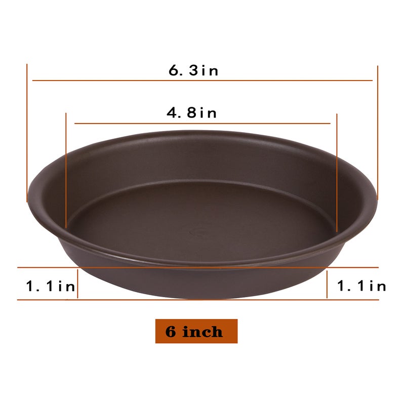 Angde 6 Pack Plant Saucer Tray 6â€œ, 4 6 8 10 12 14 16 18 inch Saucers, Heavy Duty Plastic Drip Trays for Indoor, Plant Water Drainage Trays for Pots Base, Planter Flower Dishes for Plants (6â€œ, Brown) - Image 2