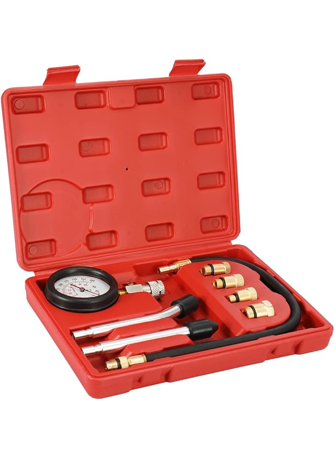 جهاز اختبار ضغط محرك البنزين، أسطوانة محرك البنزين، مقياس ضغط السيارة، مجموعة اختبار السيارات 0-300 رطل/بوصة مربعة مع حقيبة - Image 1