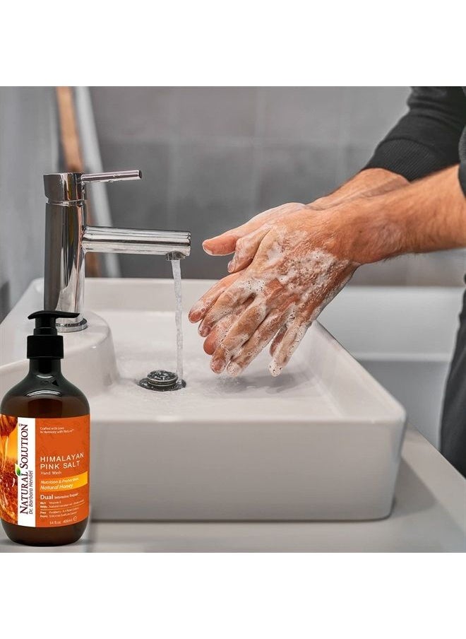 Natural Solution - Himalayan Pink Salt Liquid Hand Soap,Nutrition & Protection,Natural Honey - 14 oz (8647A) - Image 1